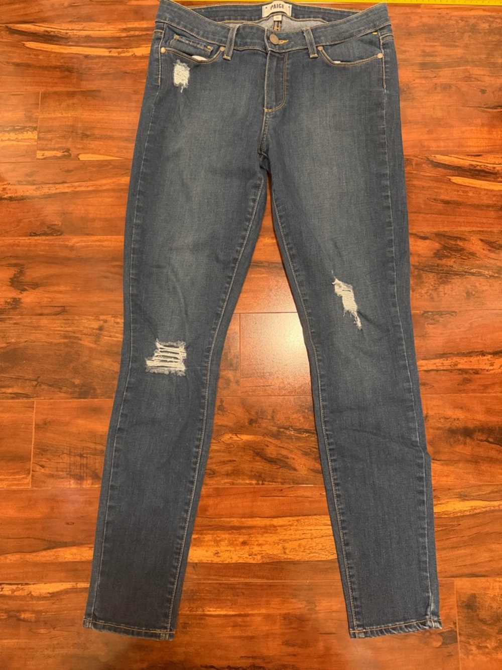 PAIGE Dark Blue Distressed Skinny Jeans